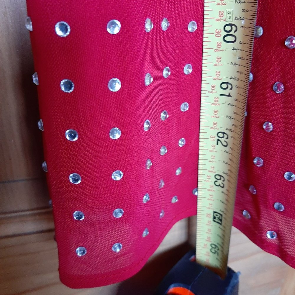 Full length solid Red with Rhinestones Gown - Picture 9 of 16